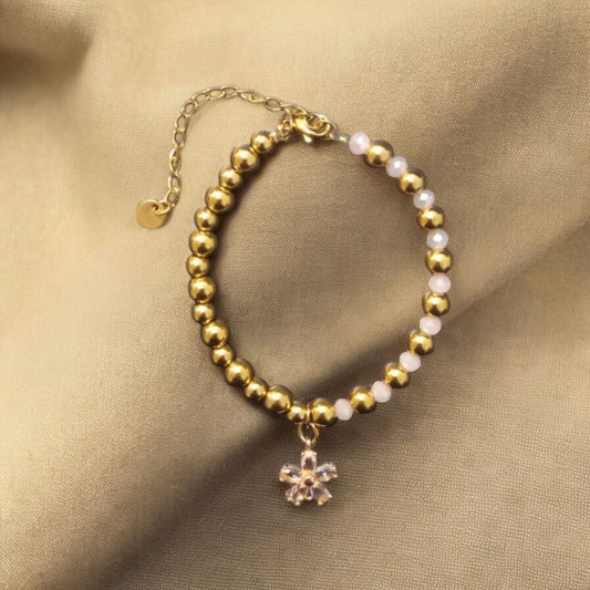 Pulsera de acero con perlas