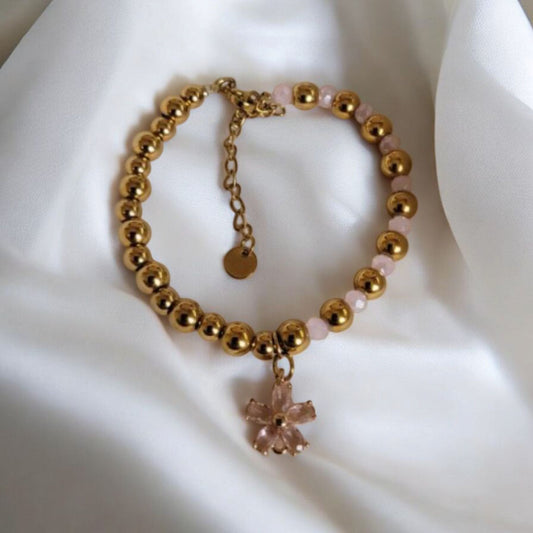 Bracciale con perle in acciaio